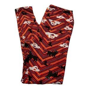GHOST BLACK Lularoe Halloween Leggings One Size USED #4360